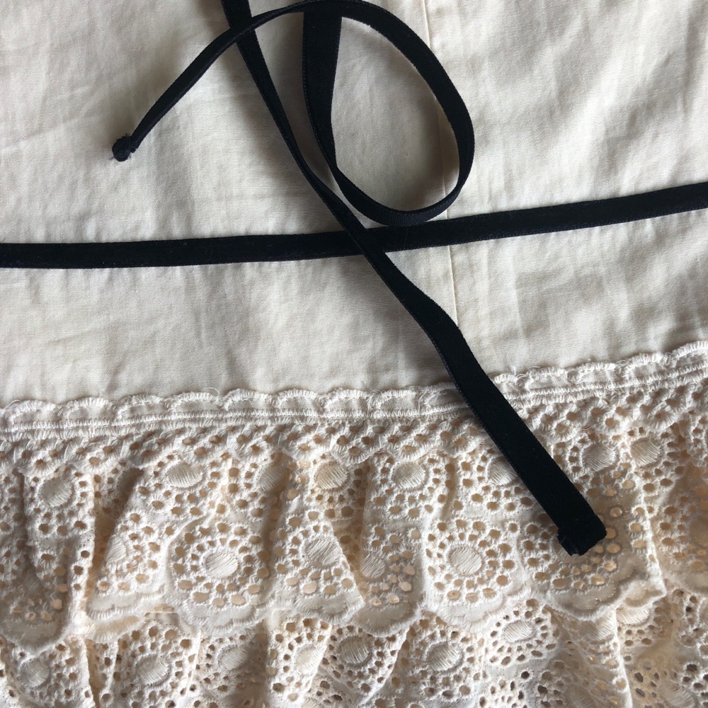 J. Crew Cream Midi Cotton Skirt Lace Ruffle and Velvet Trim Details 2006 - Picture 3 of 8